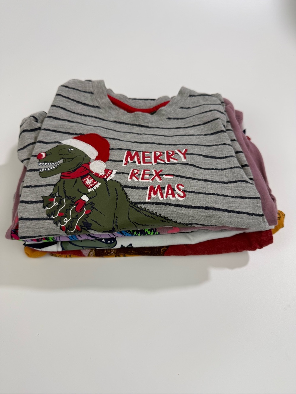 6 Boys’ Long Sleeve Tee Shirt Bundle- Size 3T- dinosaurs- holiday- Christmas